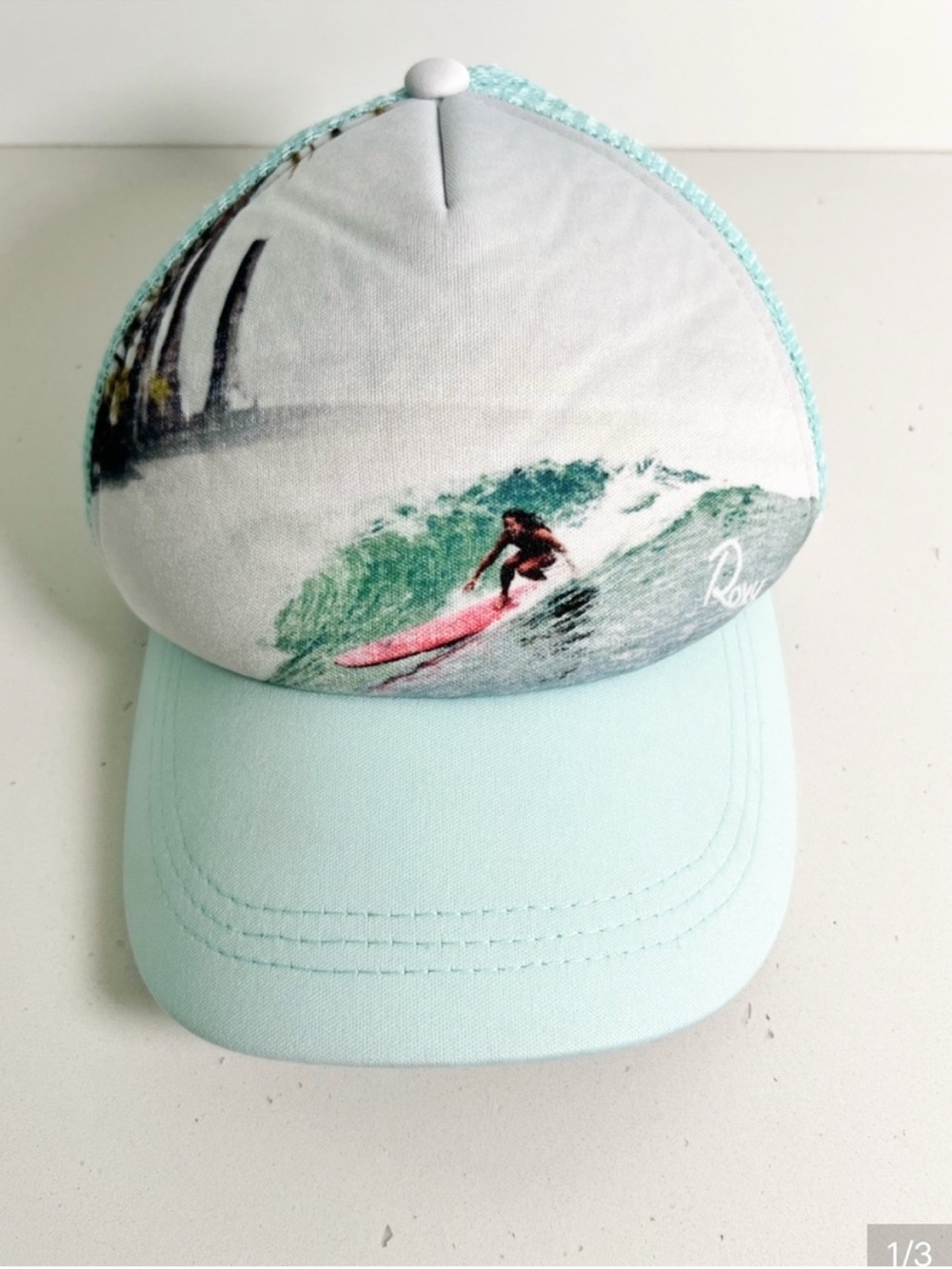 Roxy Girl’s Surf Surfing Paddleboard Print Trucker Baseball Cap Mint Aqua